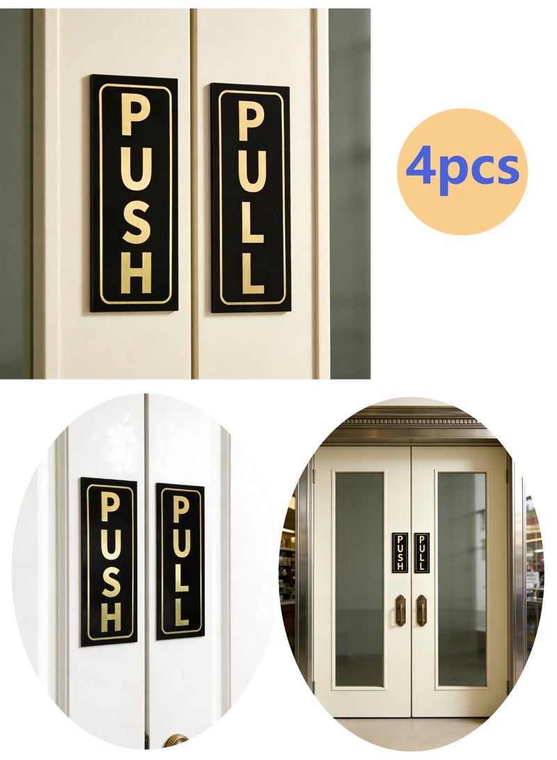 ملصقات إشارات الدفع والسحب - ذاتية اللصق للأبواب الزجاجية والخشبية، والمكاتب، والمستشفيات، وبوابات مراكز التسوق (ذهبي) - Image 1